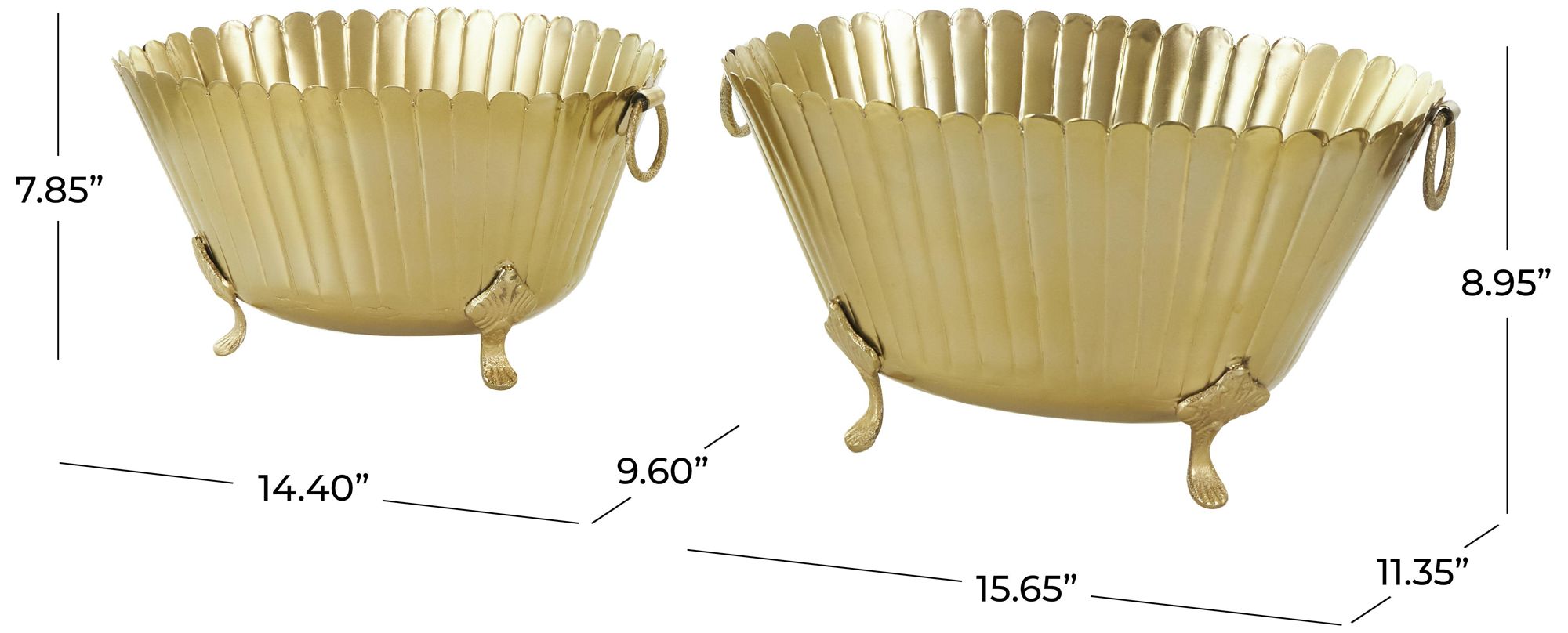 Image 7 Gold Metal Modern Planter, S/2 8", 9"H more views