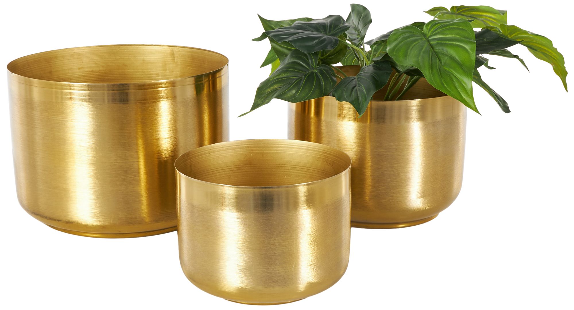 Image 2 Gold Metal Modern Planter, S/3 9", 7", 6"H