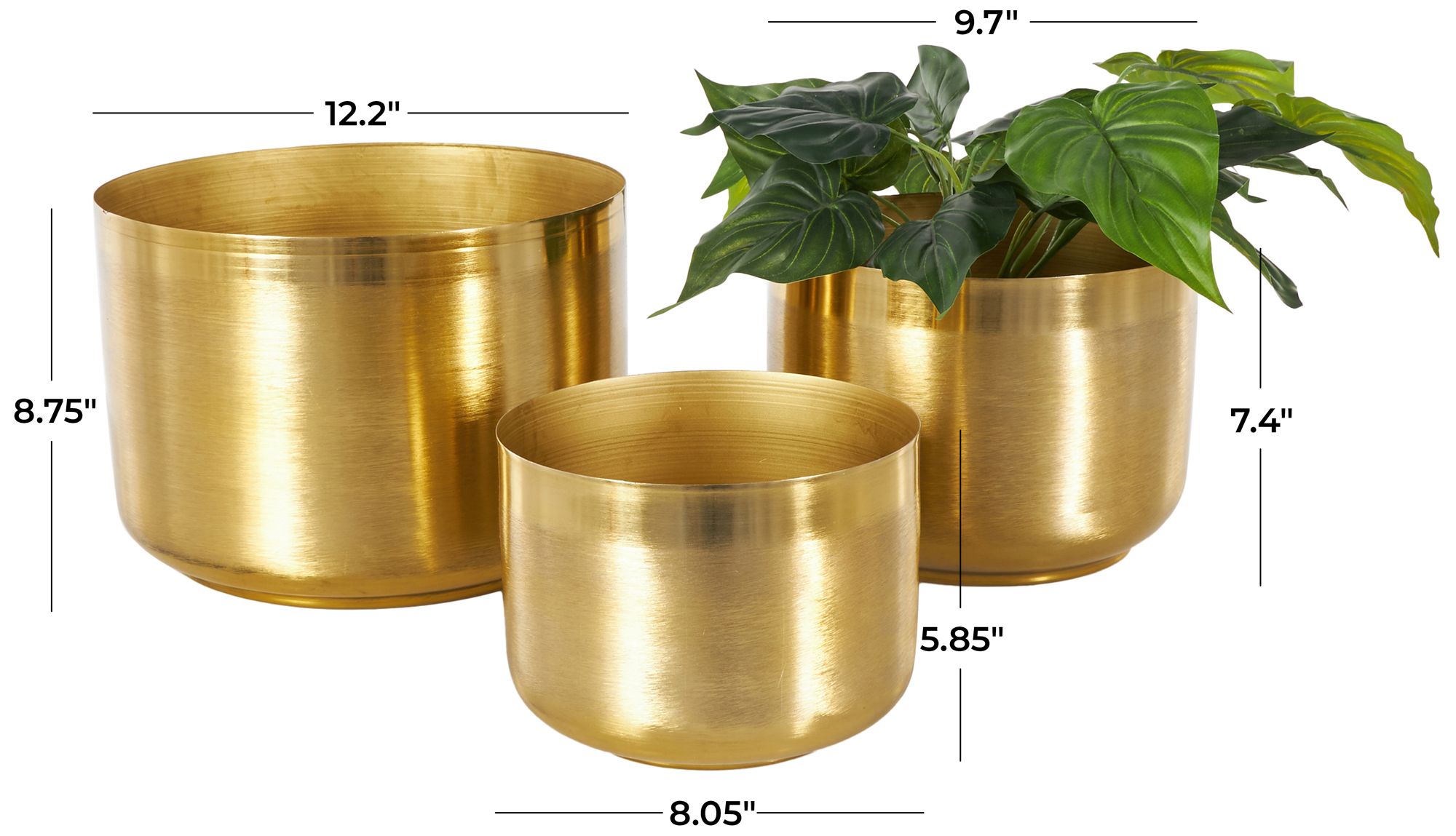 Image 7 Gold Metal Modern Planter, S/3 9", 7", 6"H more views