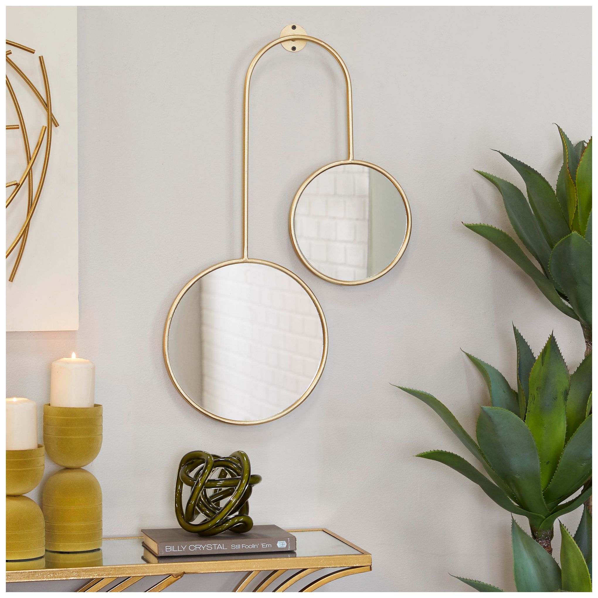 Image 3 Gold Metal Modern Wall Mirror, 18" x 1" x 28" more views