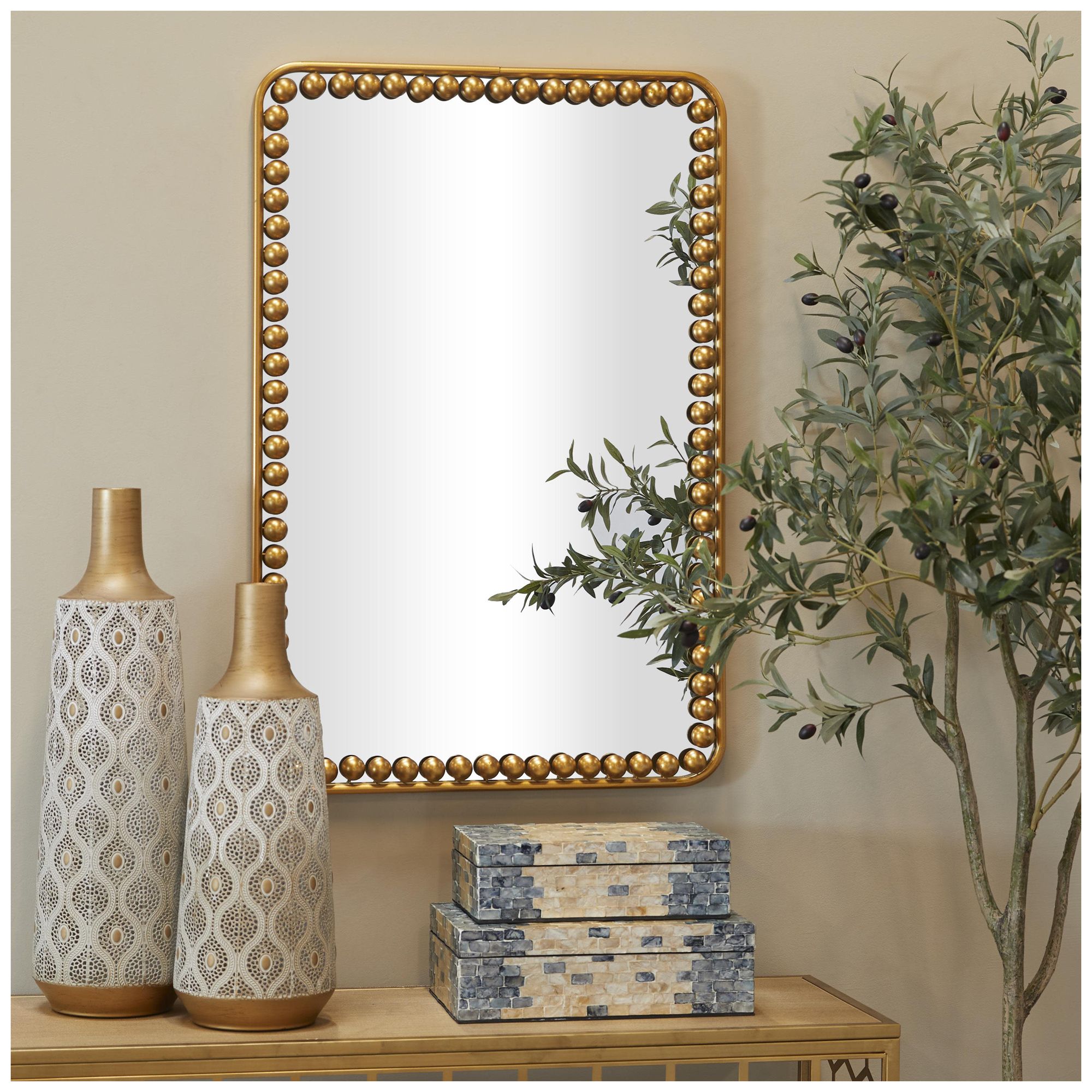 Thumbnail1 of Gold Metal Modern Wall Mirror, 24" x 2" x 36"