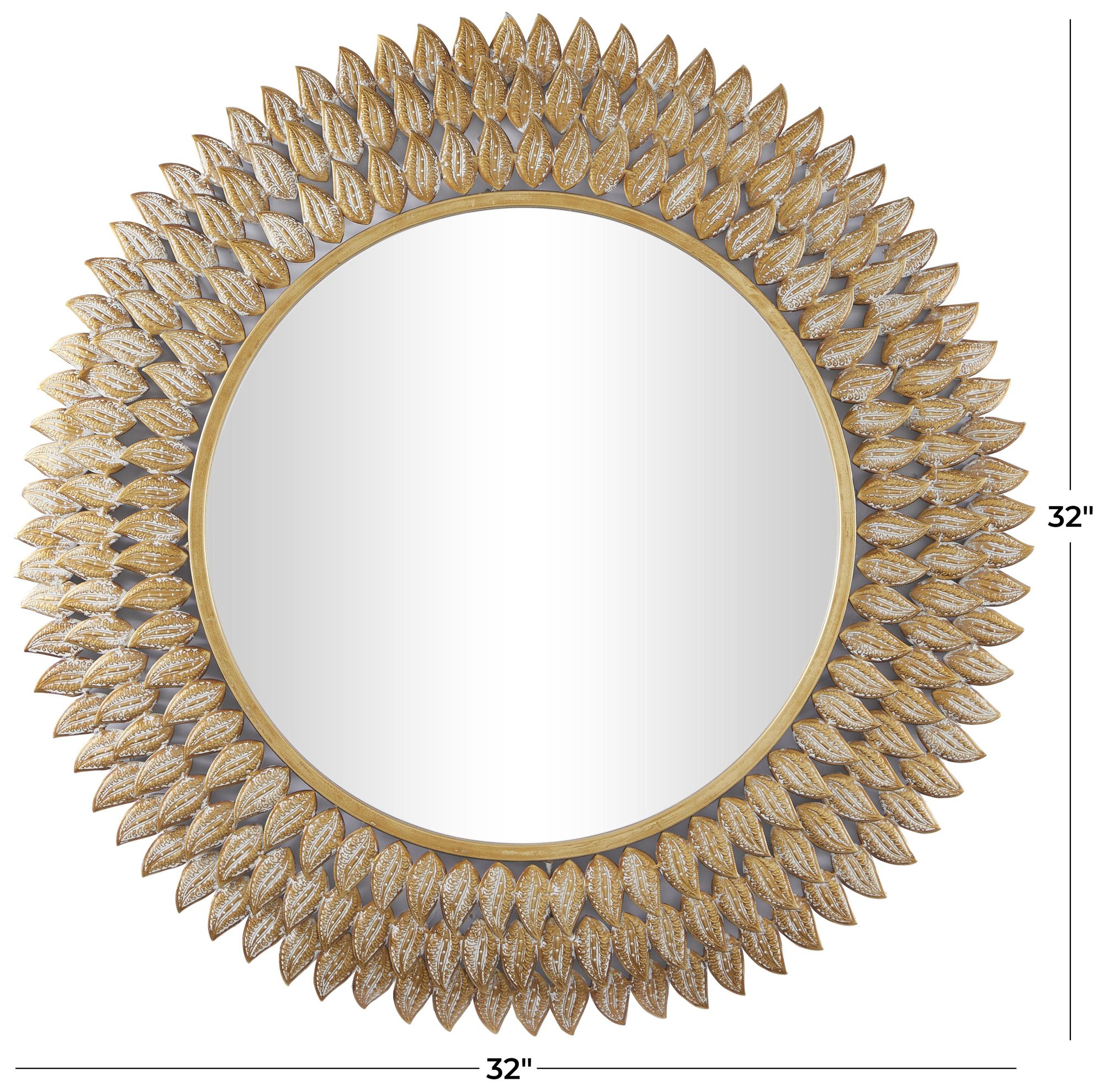 Image 6 Gold Metal Modern Wall Mirror, 32" x 1" x 32" more views