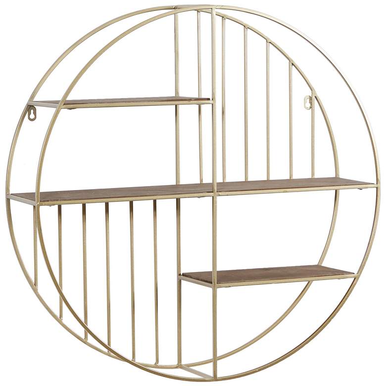 Image 1 Gold Metal Modern Wall Shelf, 28" x 7" x 28"