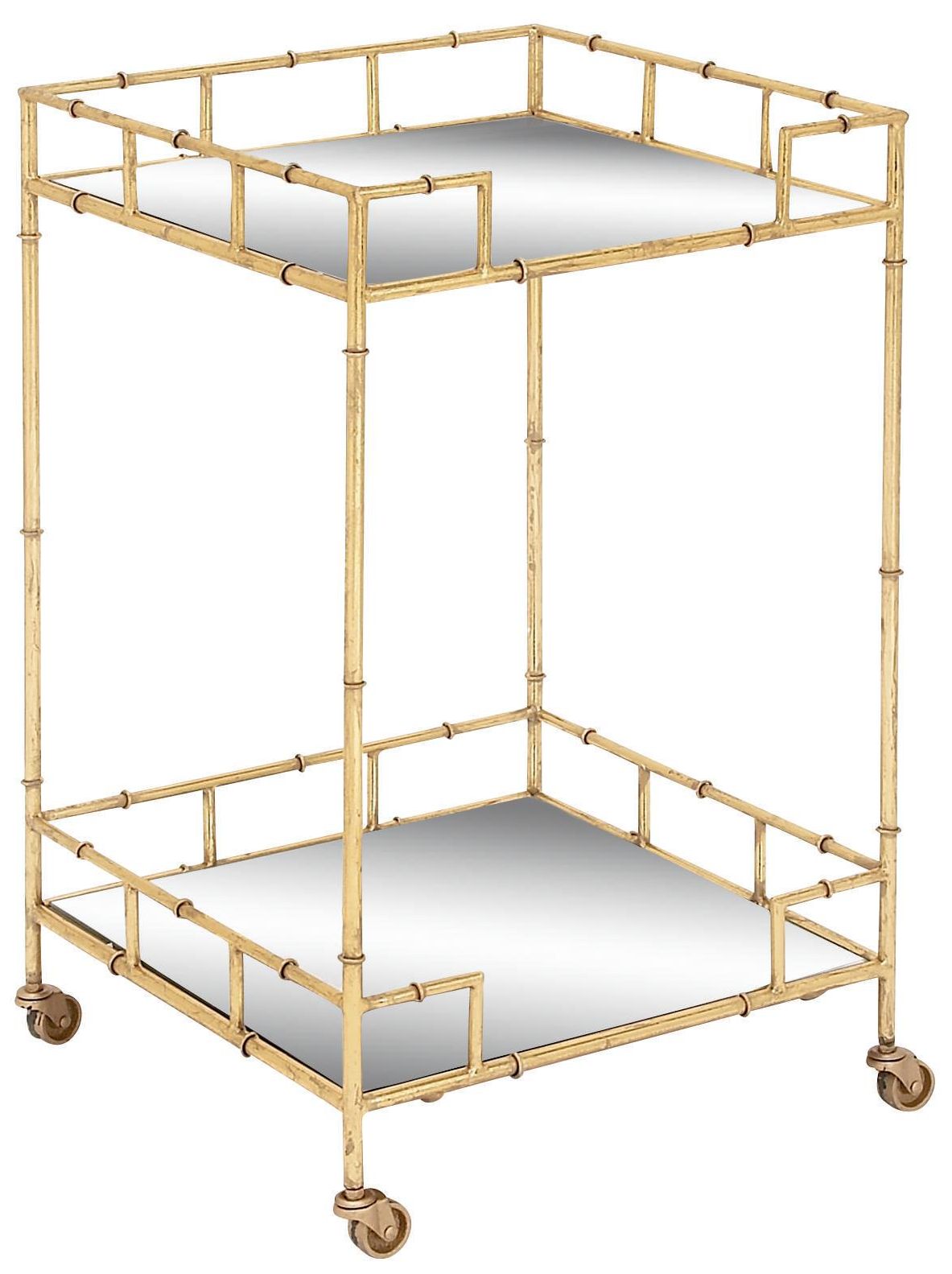 Image 4 Gold Metal Traditional Bar Cart, 18" x 18" x 30" more views