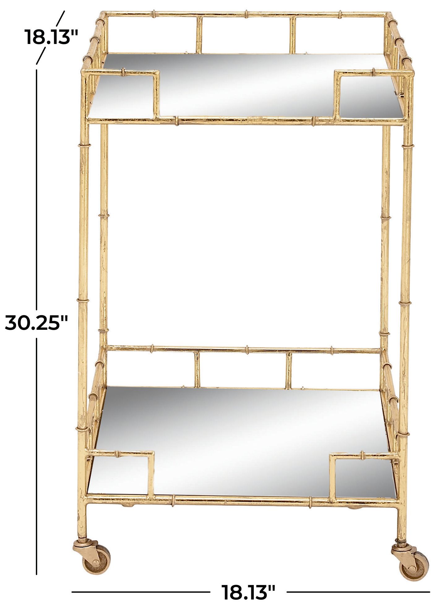 Image 5 Gold Metal Traditional Bar Cart, 18" x 18" x 30" more views