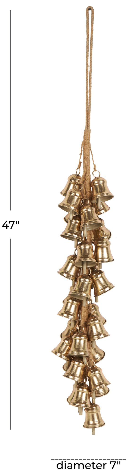 Image 7 Gold Metal Traditional Decorative Bells, 7" x 7" x 47" more views