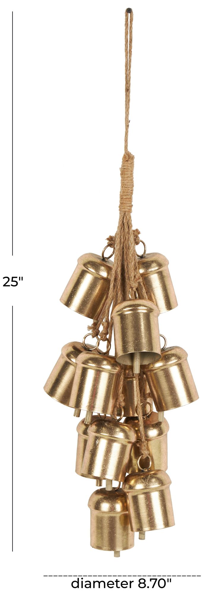 Image 7 Gold Metal Traditional Decorative Bells, 9" x 9" x 25" more views