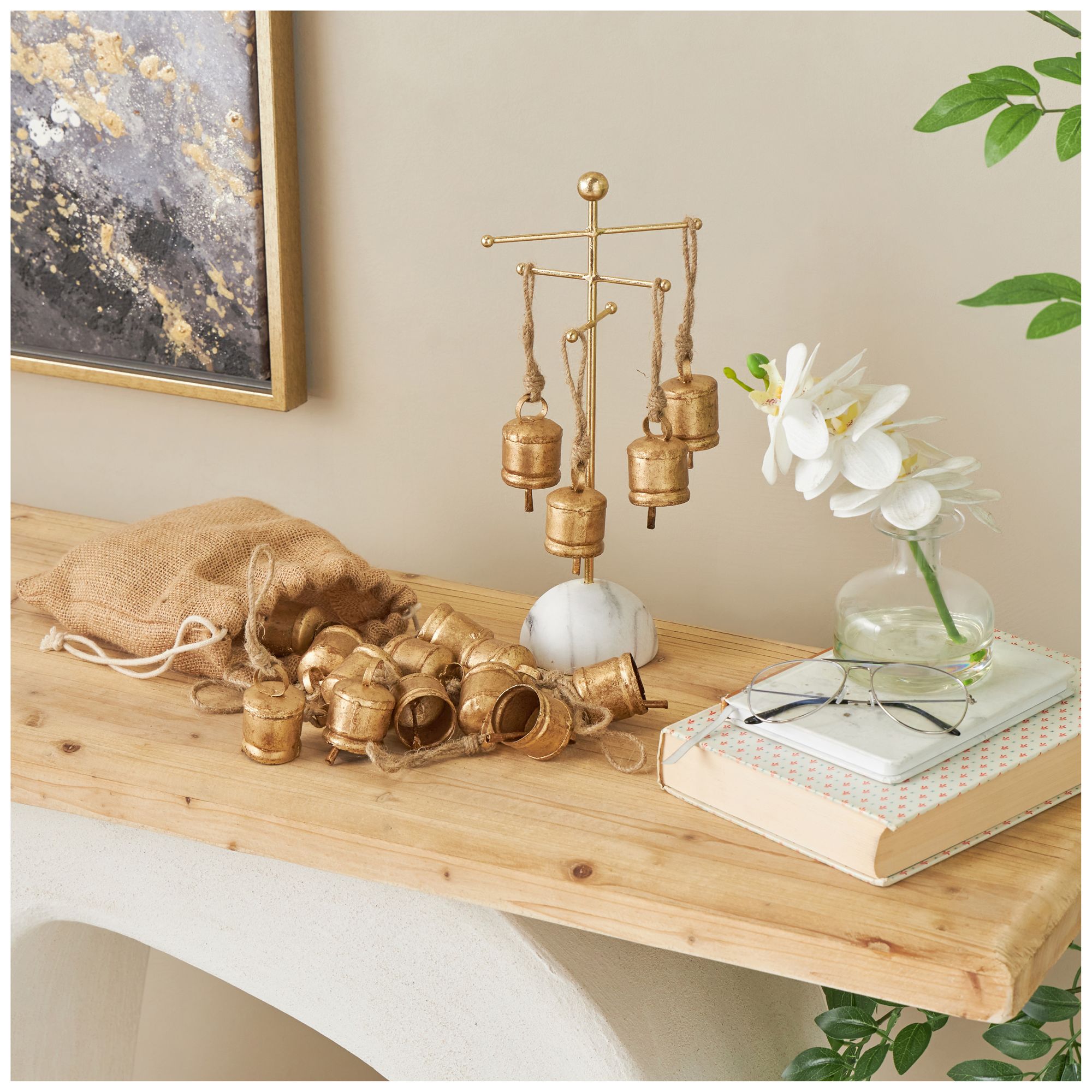 Image 4 Gold Metal Traditional Decorative Bells, S/18 2"W, 3"H more views