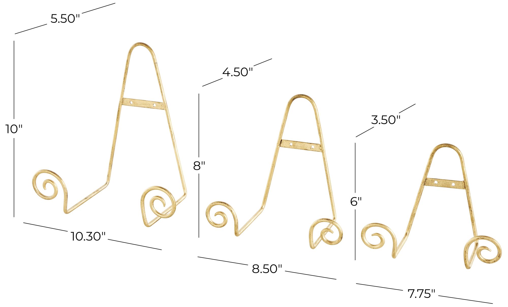 Image 7 Gold Metal Traditional Easel, S/3 10", 8", 6"H more views