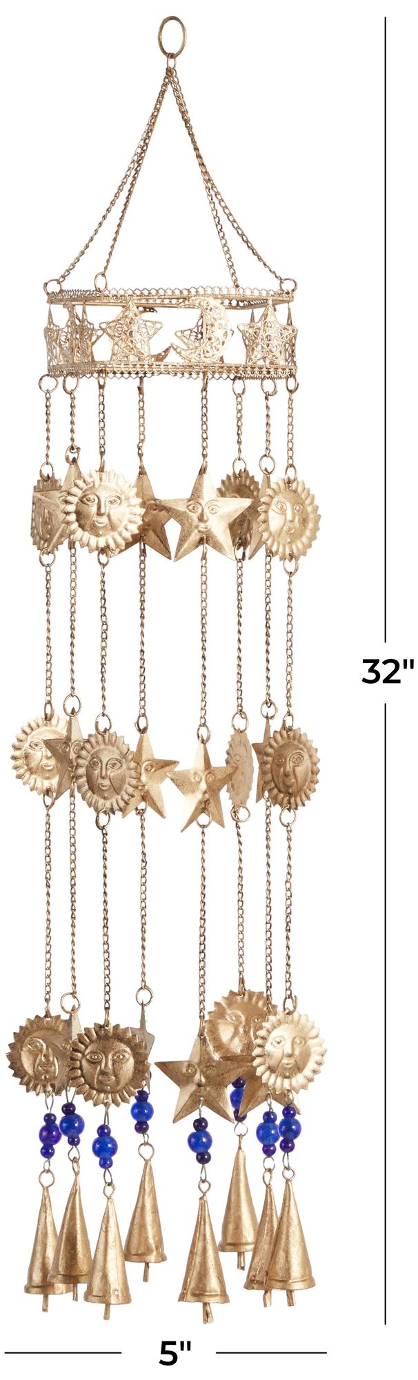 Image 6 Gold Metal Traditional Windchime, 5" x 5" x 32" more views