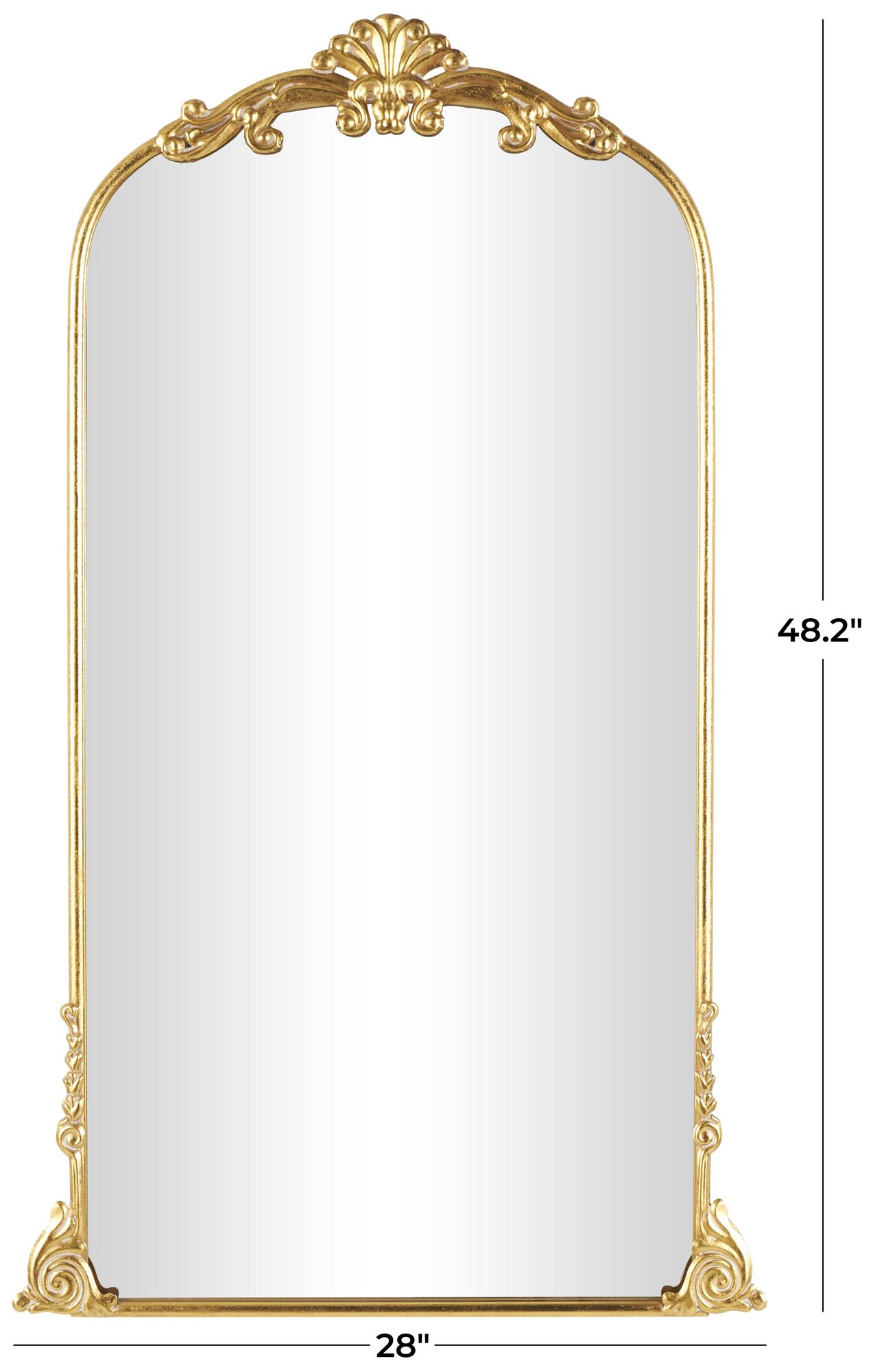 Image 7 Gold Metal Vintage Floor Mirror, 28" x 1" x 48" more views