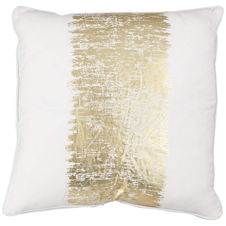 Image 1 Gold Metallic Banded Design 20 inch Square Decorative Pillow