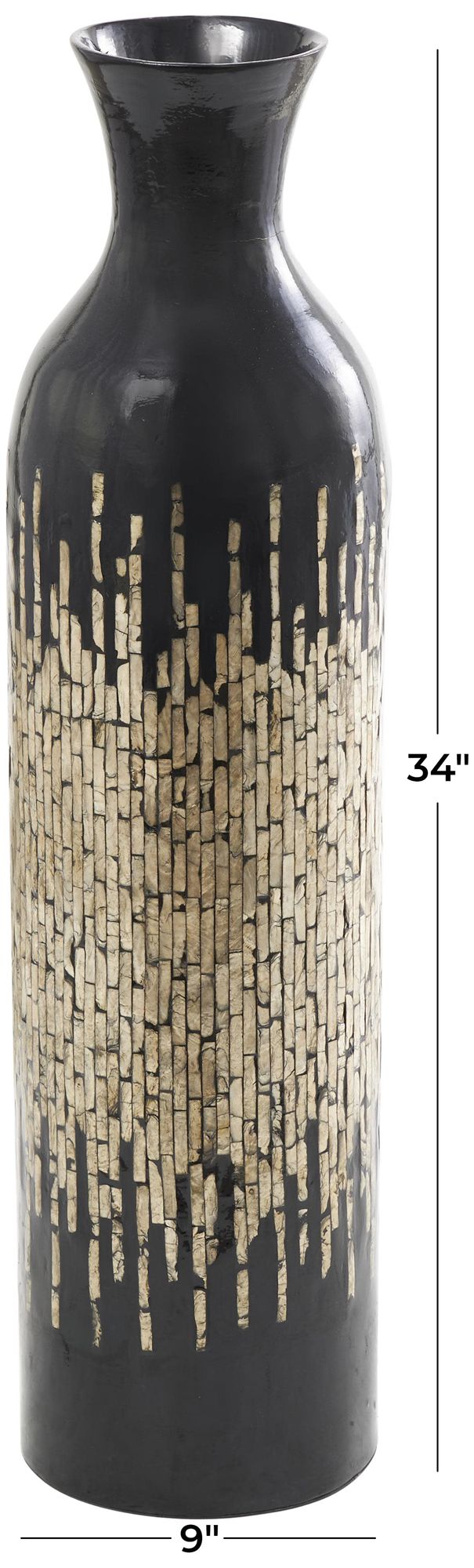 Image 6 Gold Mother of Pearl Shell Contemporary Vase, 9" x 9" x 34" more views