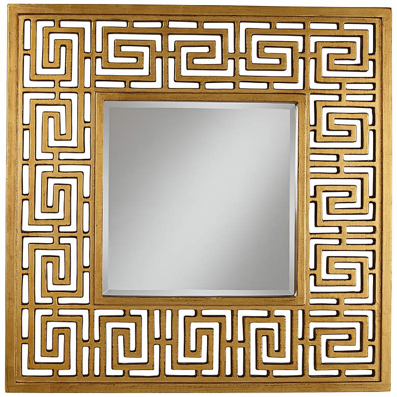 Image 1 Gold Openwork Chinoiserie 37 1/2 inch Square Wall Mirror