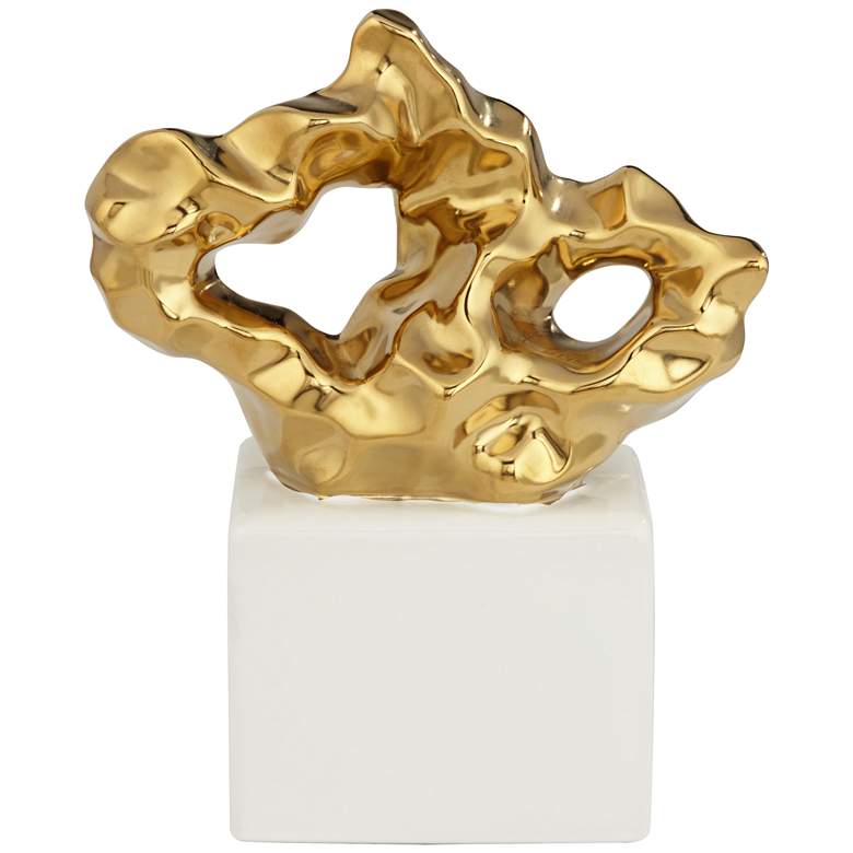 Image 1 Gold Organic Shape 7 1/4" High Ceramic Sculpture