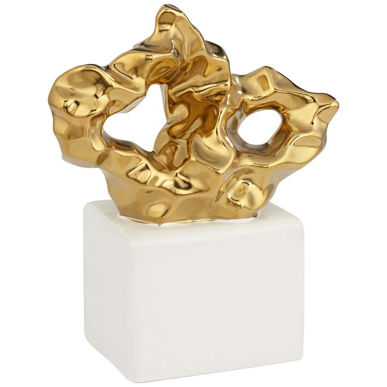 Gold Organic Shape 7 1/4&quot; High Ceramic Sculpture more views