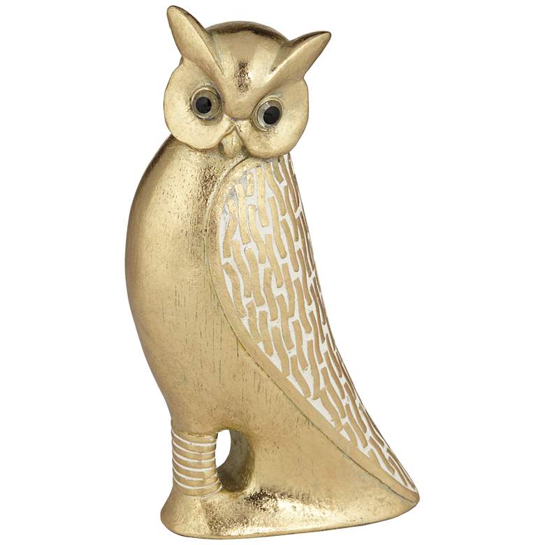 Image 1 Gold Owl 8 1/4 inch High Decorative Table Statue