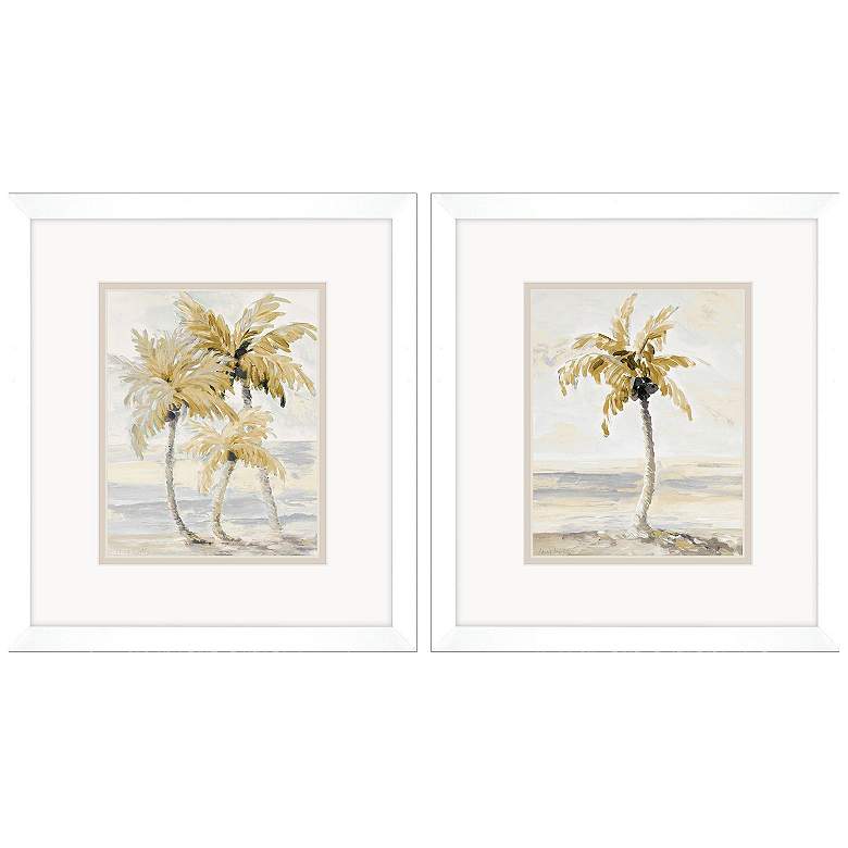 Image 1 Gold Palm in Paradise 14"W x 16"H Framed Art Set of 2