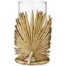 Gold Palm Leaf Glass Pillar Candle Holder