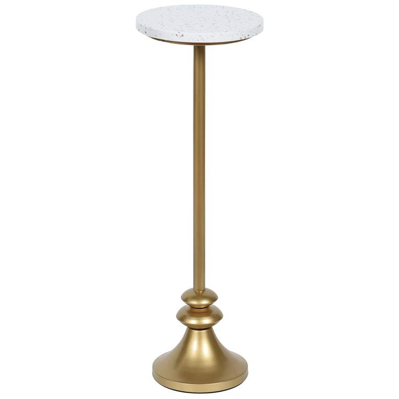 Image 1 Gold Pedestal Drinking Table With White And Gold Flaked Top
