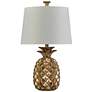 Gold Pineapple-Shaped Table Lamp with White Hardback Shade