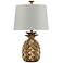 Gold Pineapple-Shaped Table Lamp with White Hardback Shade
