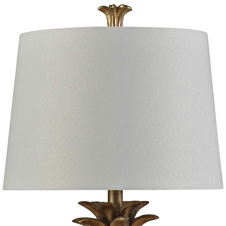 Image 2 Gold Pineapple-Shaped Table Lamp with White Hardback Shade more views