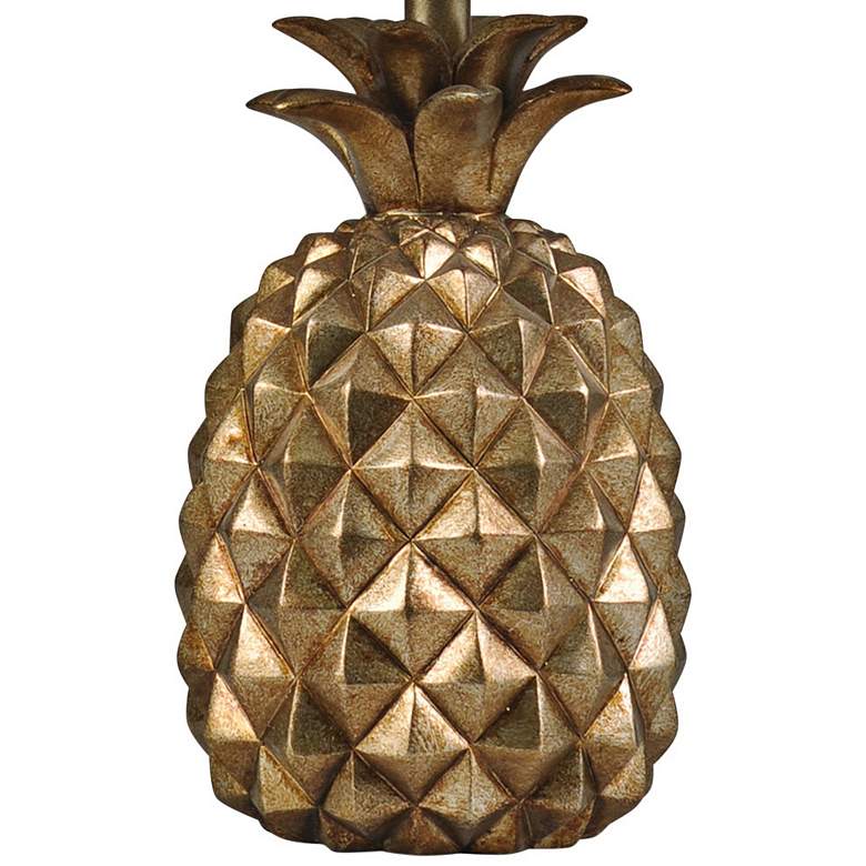 Image 3 Gold Pineapple-Shaped Table Lamp with White Hardback Shade more views