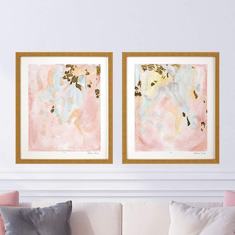 Image 2 Gold Planet II 26" High 2-Piece Giclee Framed Wall Art Set