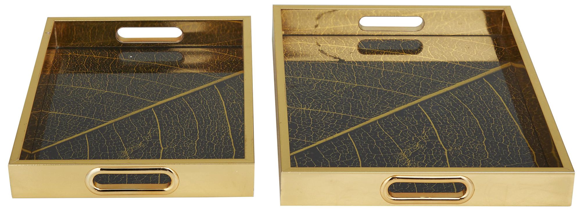 Image 2 Gold Plastic Glam Tray, S/2 16", 14"W