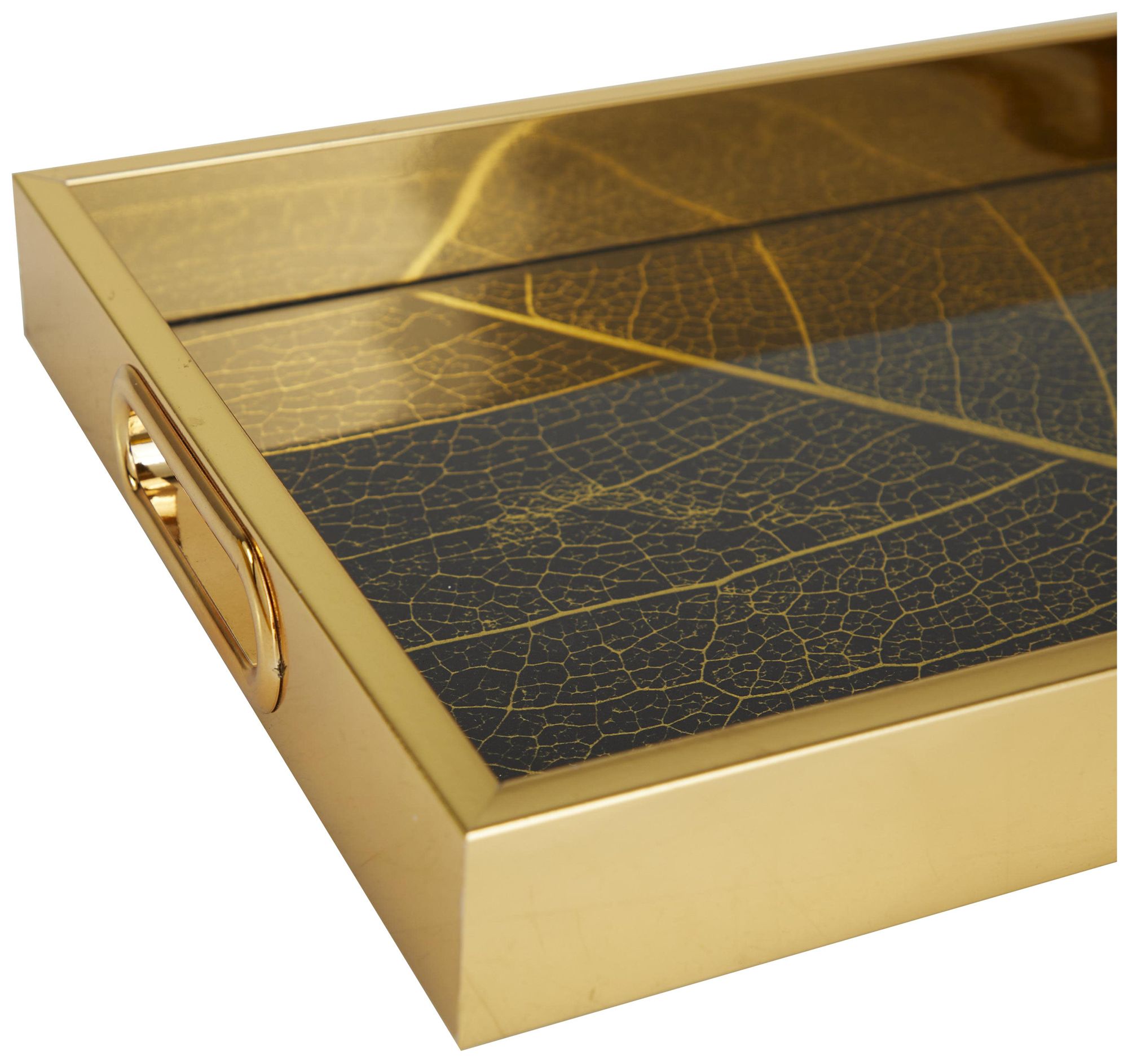 Image 3 Gold Plastic Glam Tray, S/2 16", 14"W more views