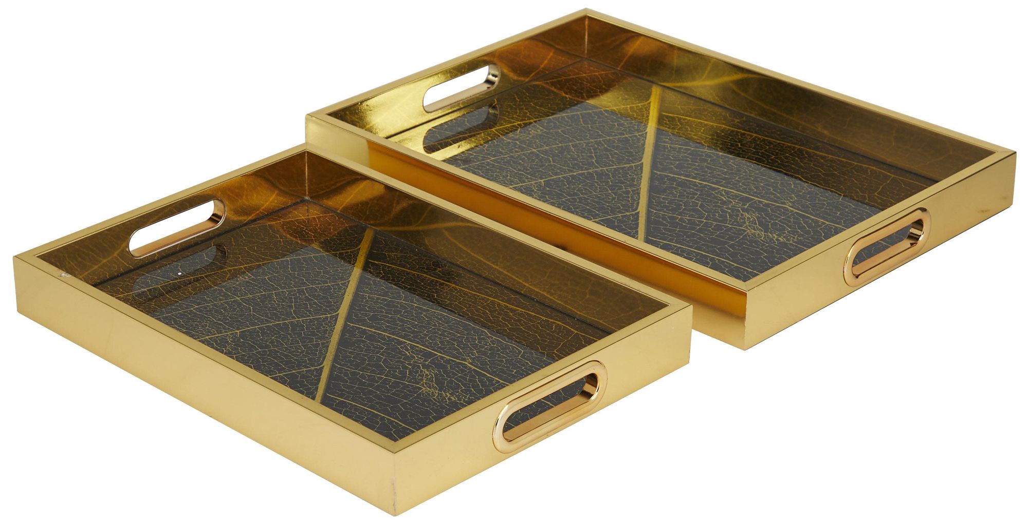 Image 5 Gold Plastic Glam Tray, S/2 16", 14"W more views