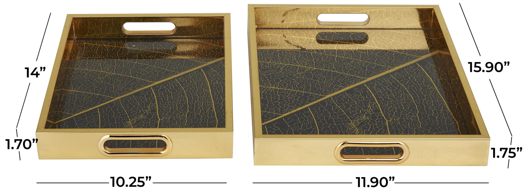 Image 6 Gold Plastic Glam Tray, S/2 16", 14"W more views