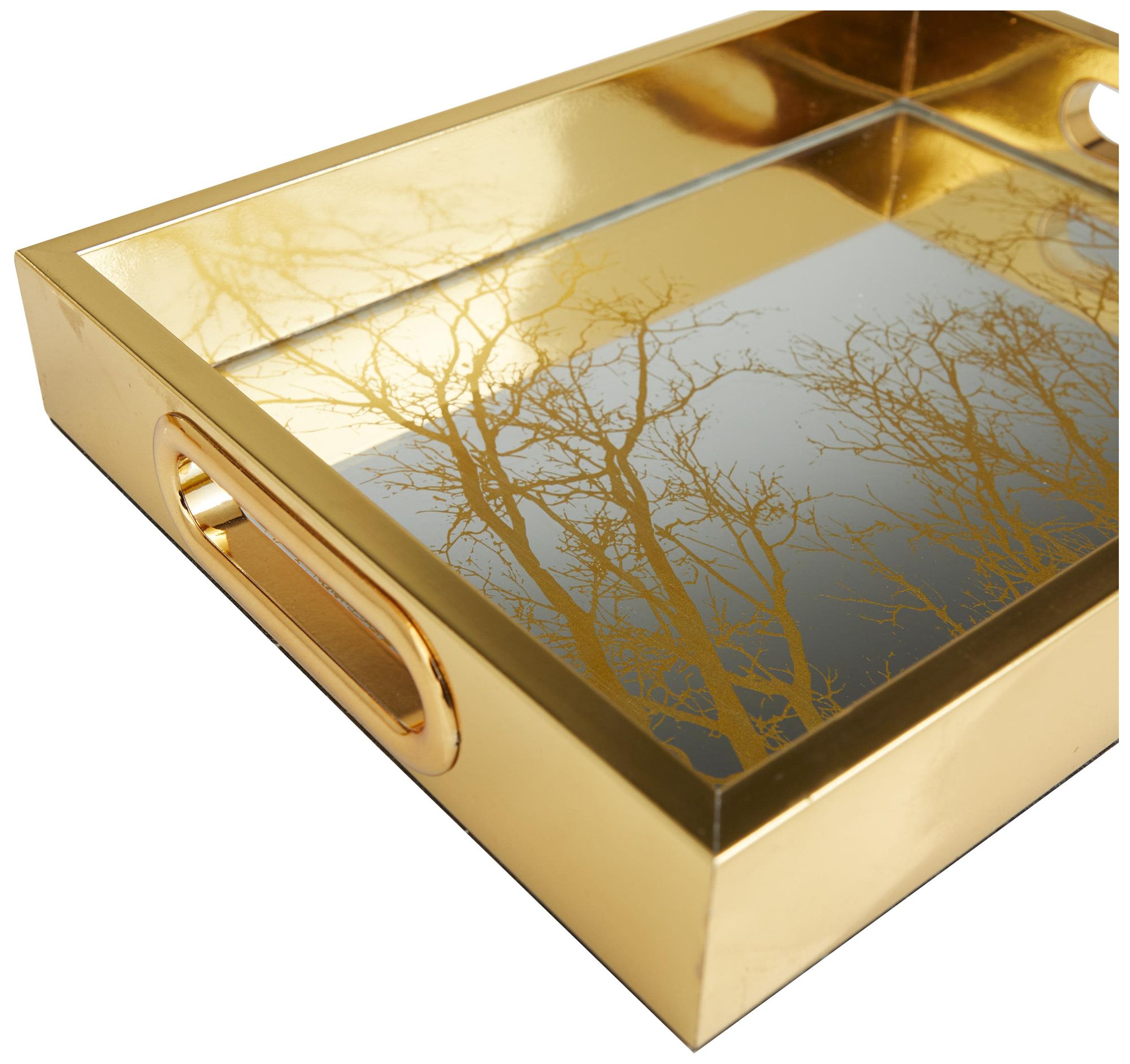 Image 3 Gold Plastic Glam Tray, S/3 18", 11", 11"W more views