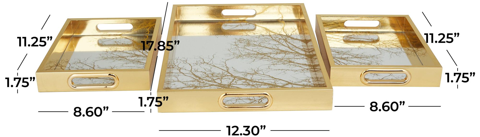 Image 6 Gold Plastic Glam Tray, S/3 18", 11", 11"W more views
