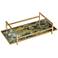 Gold Plated Metal and Abstract Printed Glass Decorative Tray