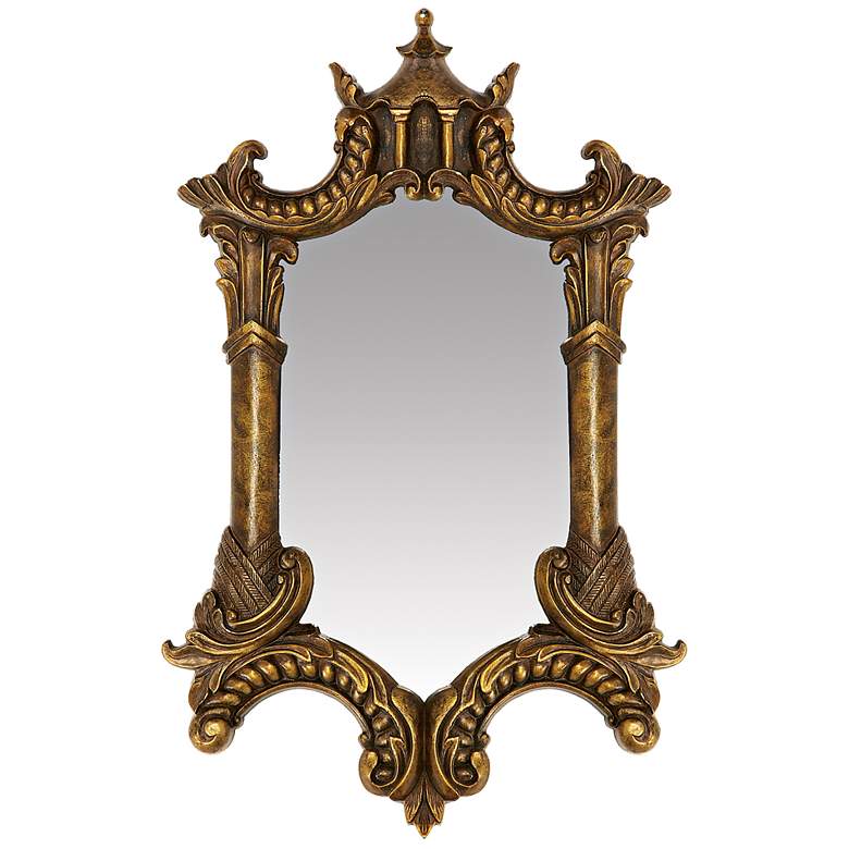 Image 1 Gold Plume 16 3/4 inch x 27 1/2 inch Rectangular Wall Mirror