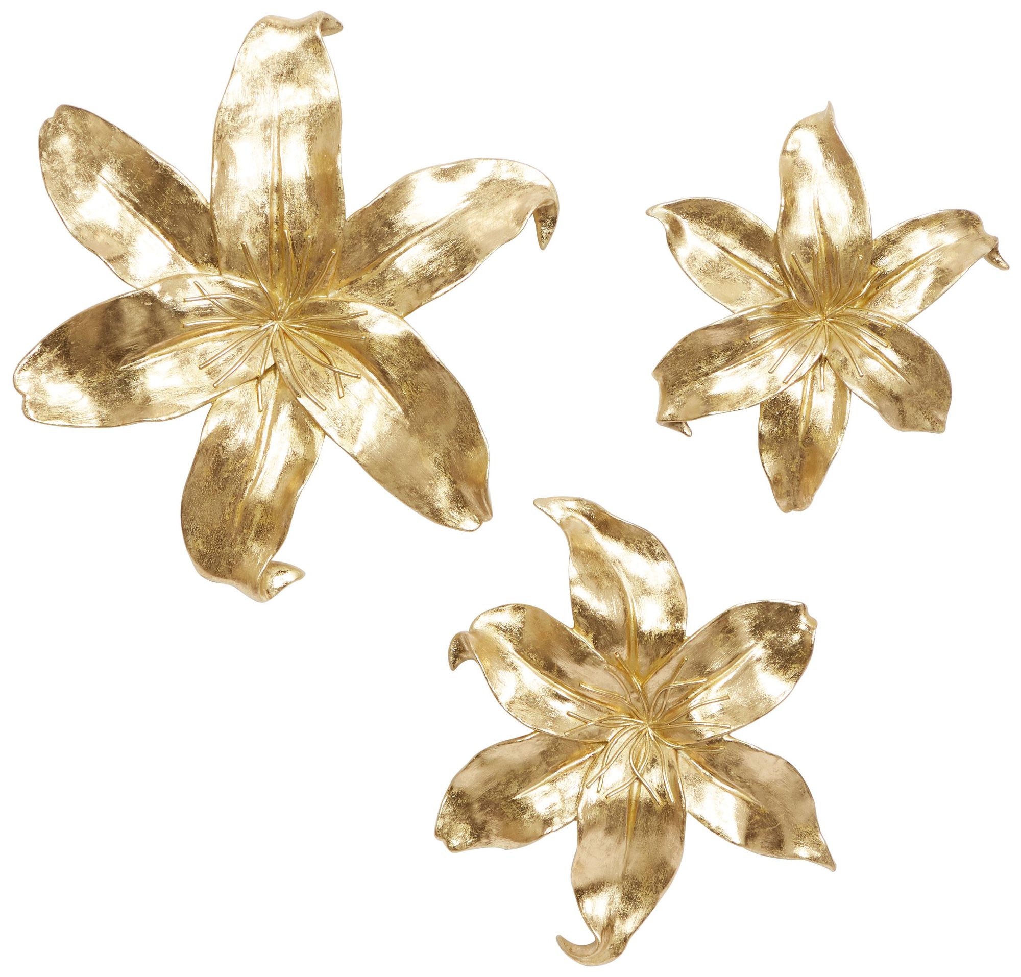 Image 2 Gold Polystone Contemporary Wall Decor, S/3 18", 14", 12"H