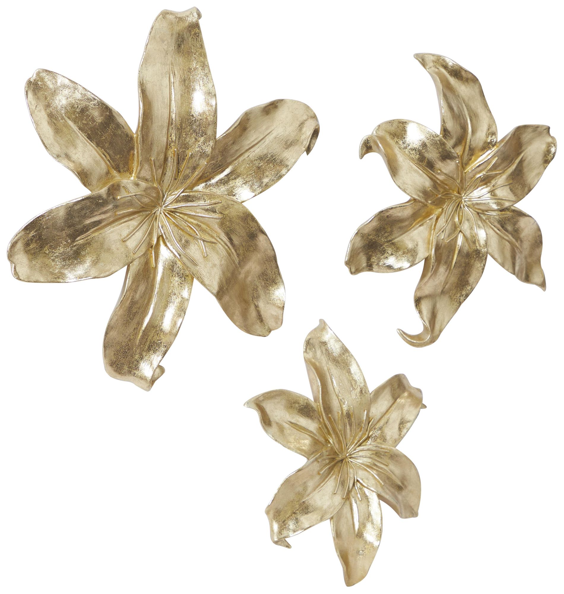 Image 6 Gold Polystone Contemporary Wall Decor, S/3 18", 14", 12"H more views