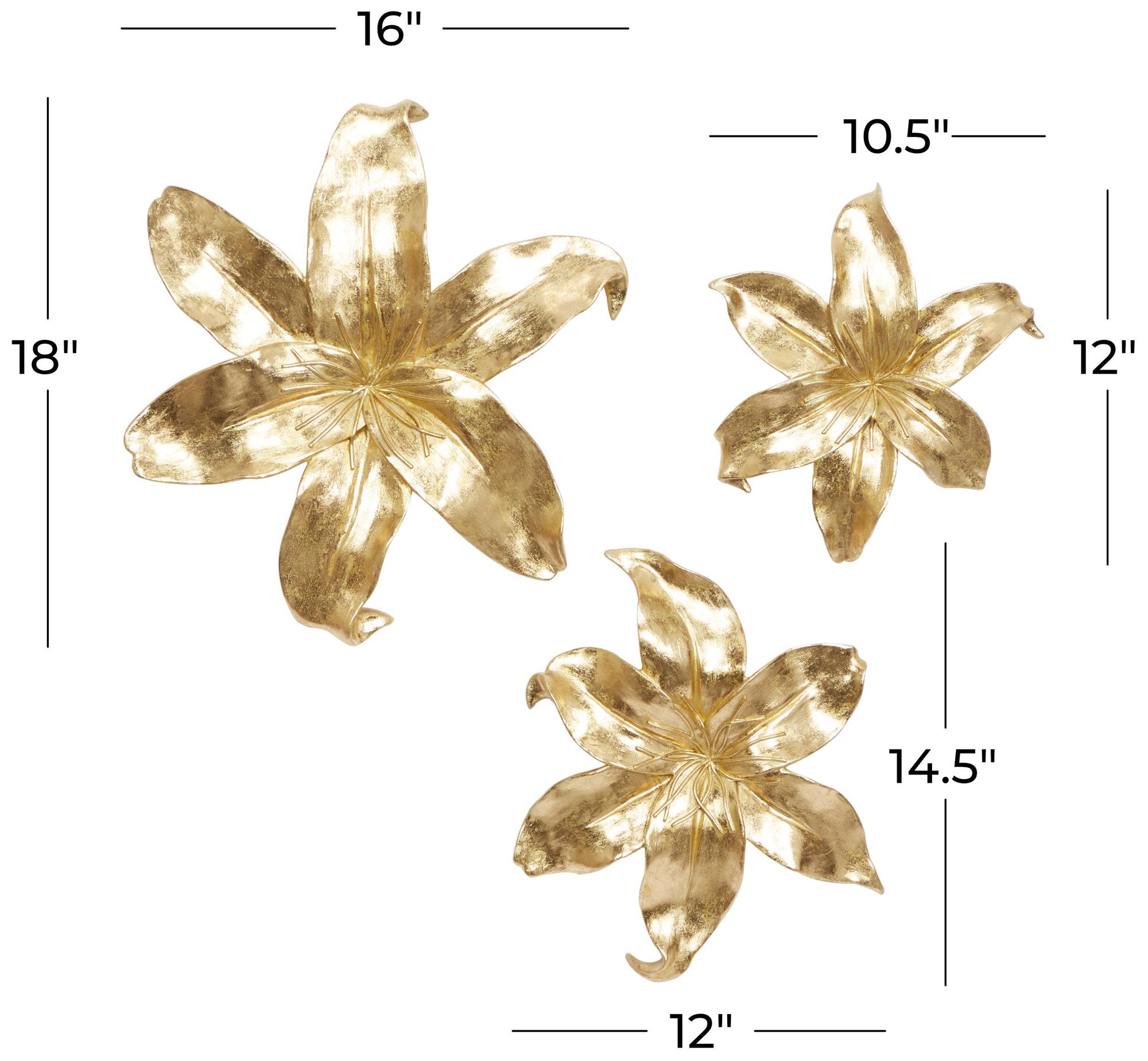 Image 7 Gold Polystone Contemporary Wall Decor, S/3 18", 14", 12"H more views