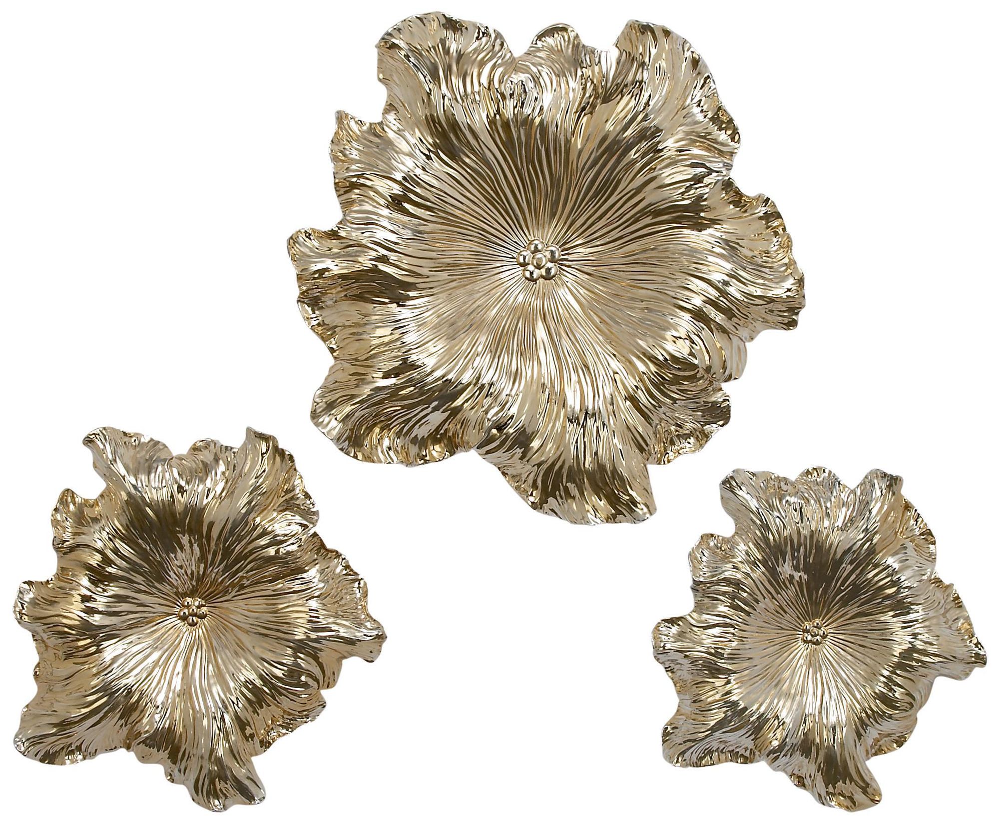 Image 2 Gold Polystone Eclectic Wall Decor, S/3 17", 19", 26"D