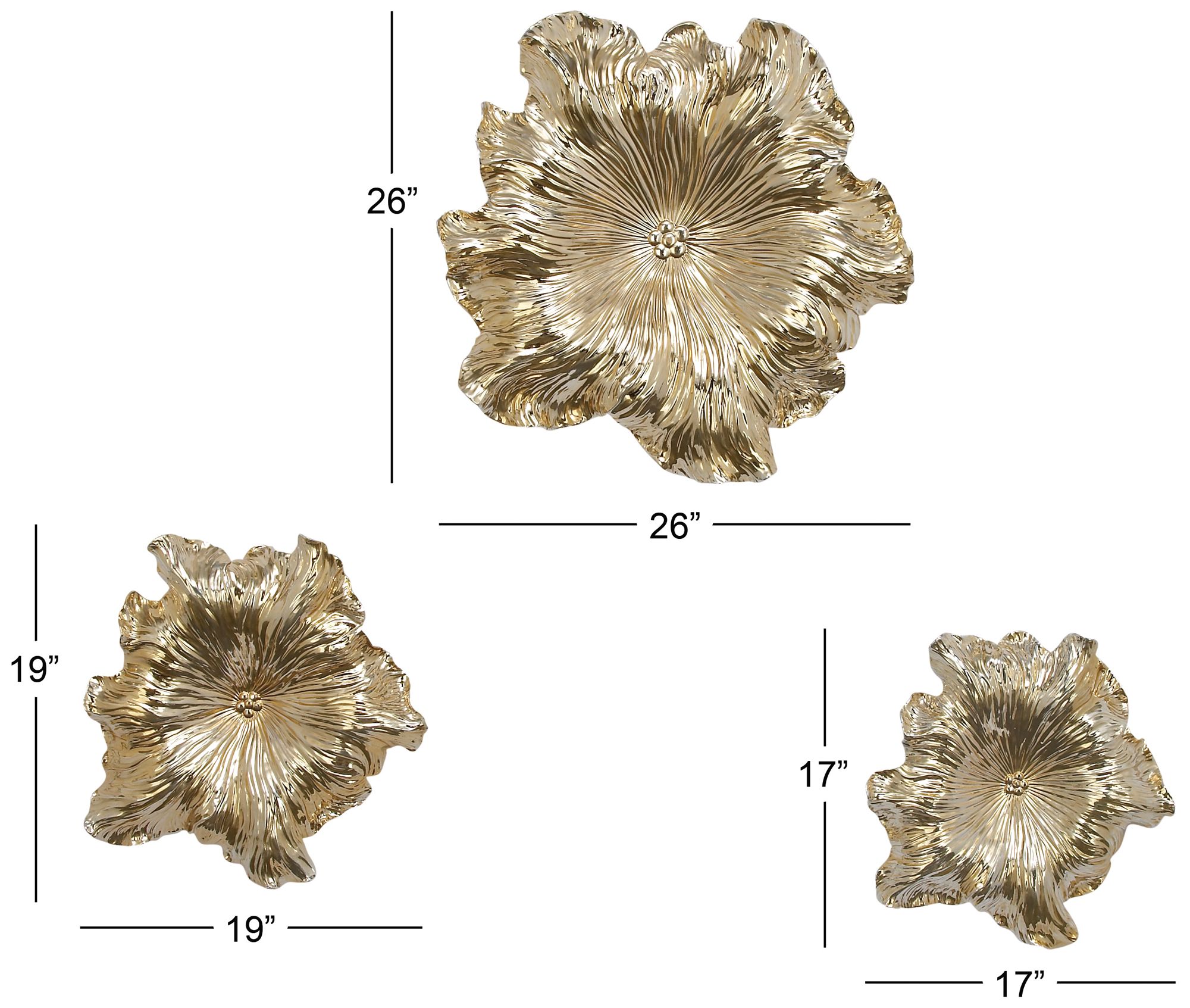 Image 6 Gold Polystone Eclectic Wall Decor, S/3 17", 19", 26"D more views