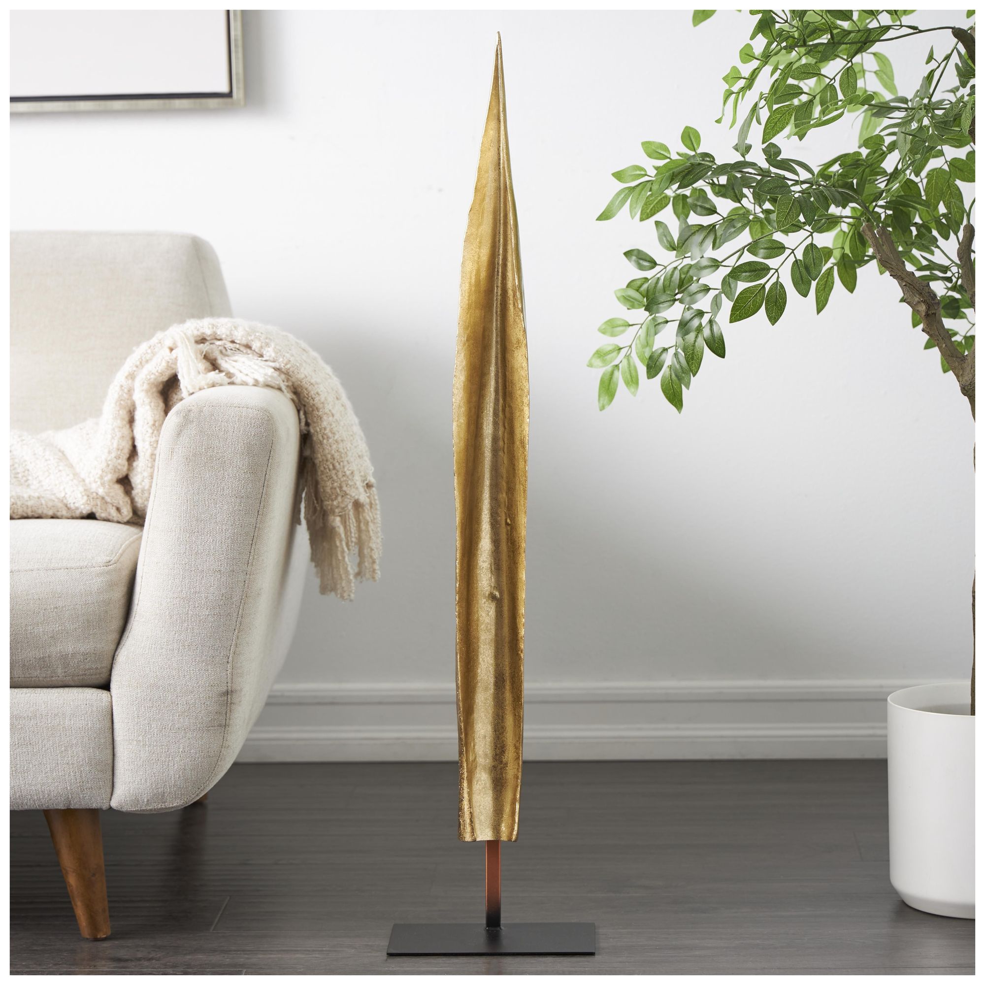 Image 4 Gold Polystone Glam Sculpture, 9" x 5" x 39" more views