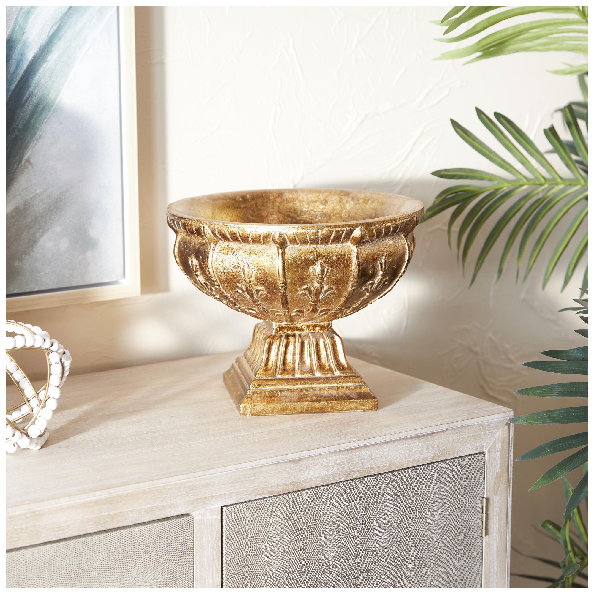 Image 4 Gold Polystone Traditional Decorative Bowl, 11" x 11" x 9" more views