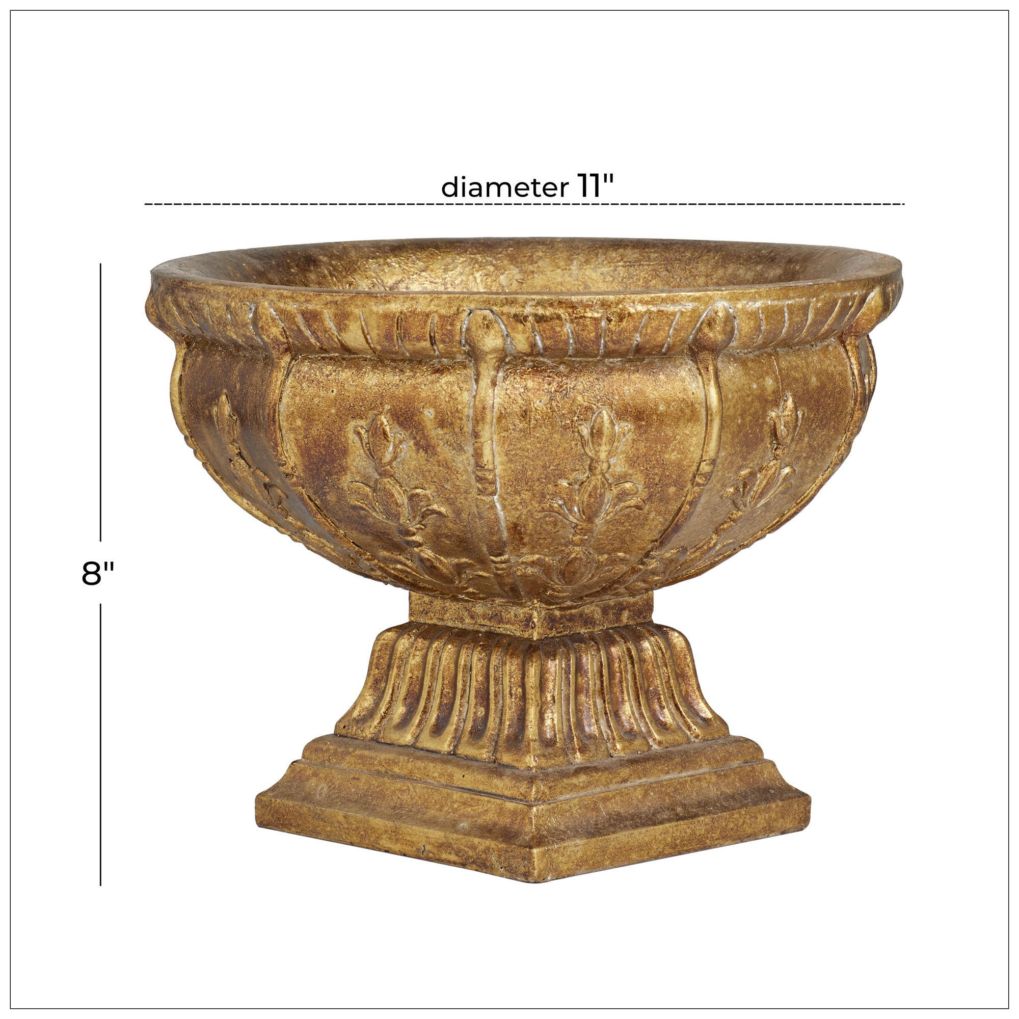 Image 7 Gold Polystone Traditional Decorative Bowl, 11" x 11" x 9" more views