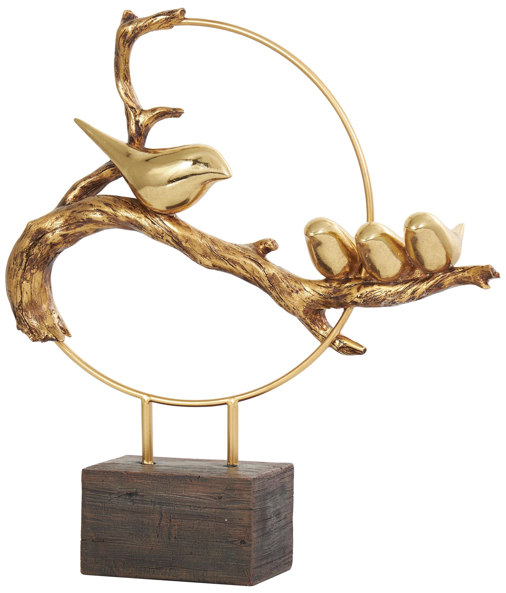 Image 2 Gold Polystone Traditional Sculpture, 15" x 4" x 16"