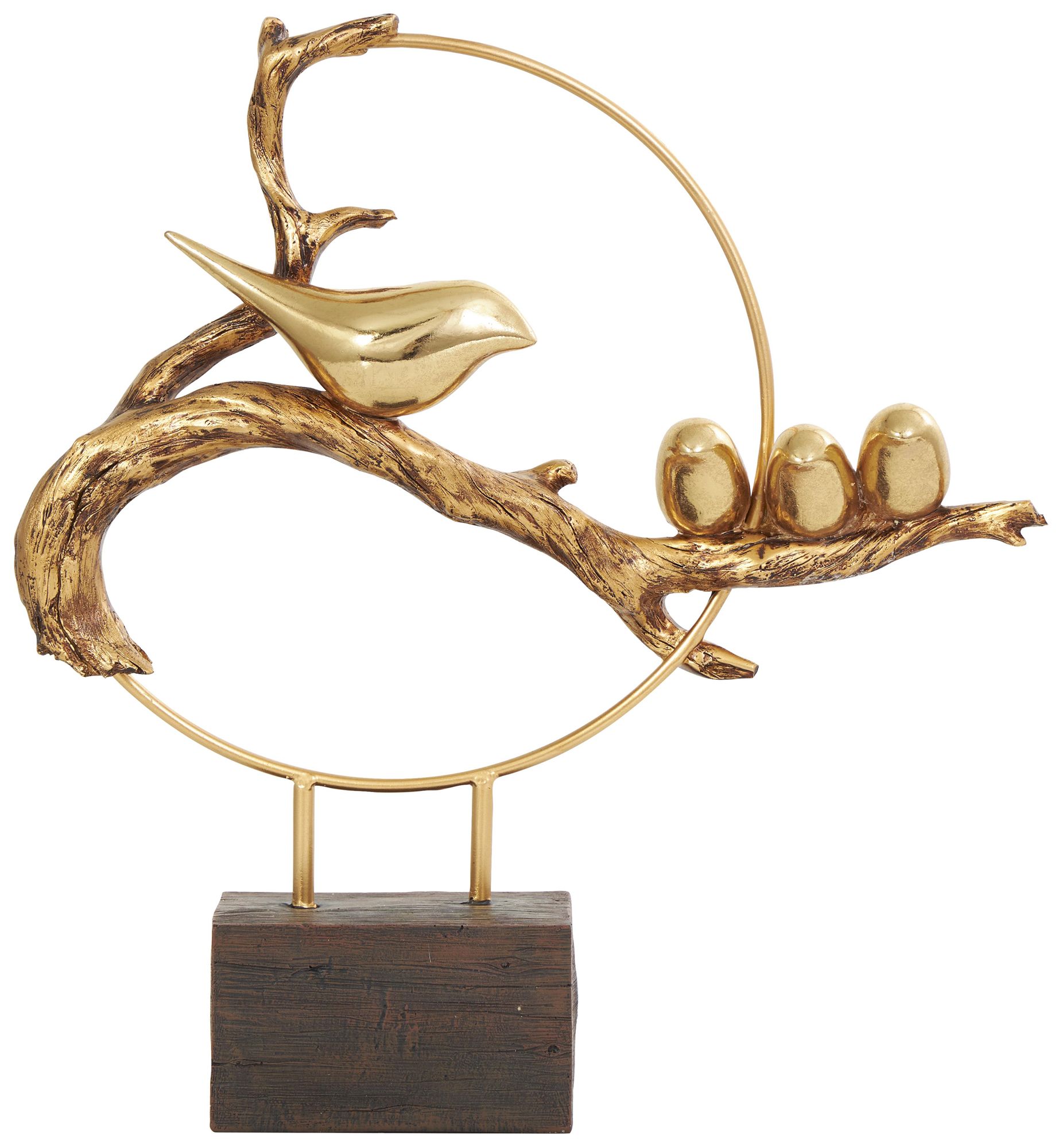 Image 6 Gold Polystone Traditional Sculpture, 15" x 4" x 16" more views