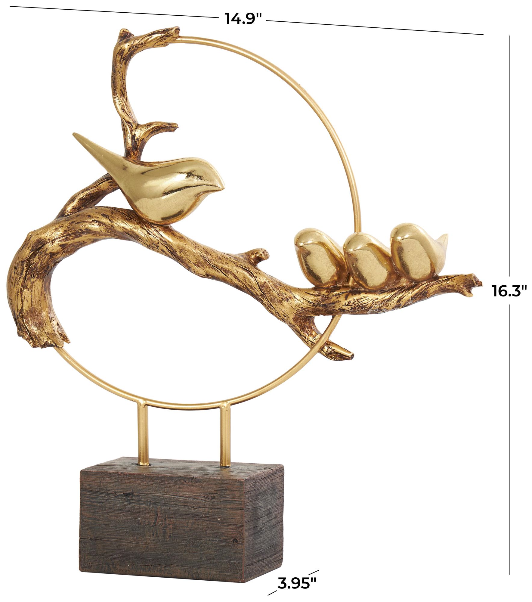 Image 7 Gold Polystone Traditional Sculpture, 15" x 4" x 16" more views