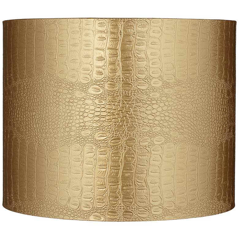 Image 1 Gold Reptile Embossed Drum Lamp Shade 14x14x11 (Spider)