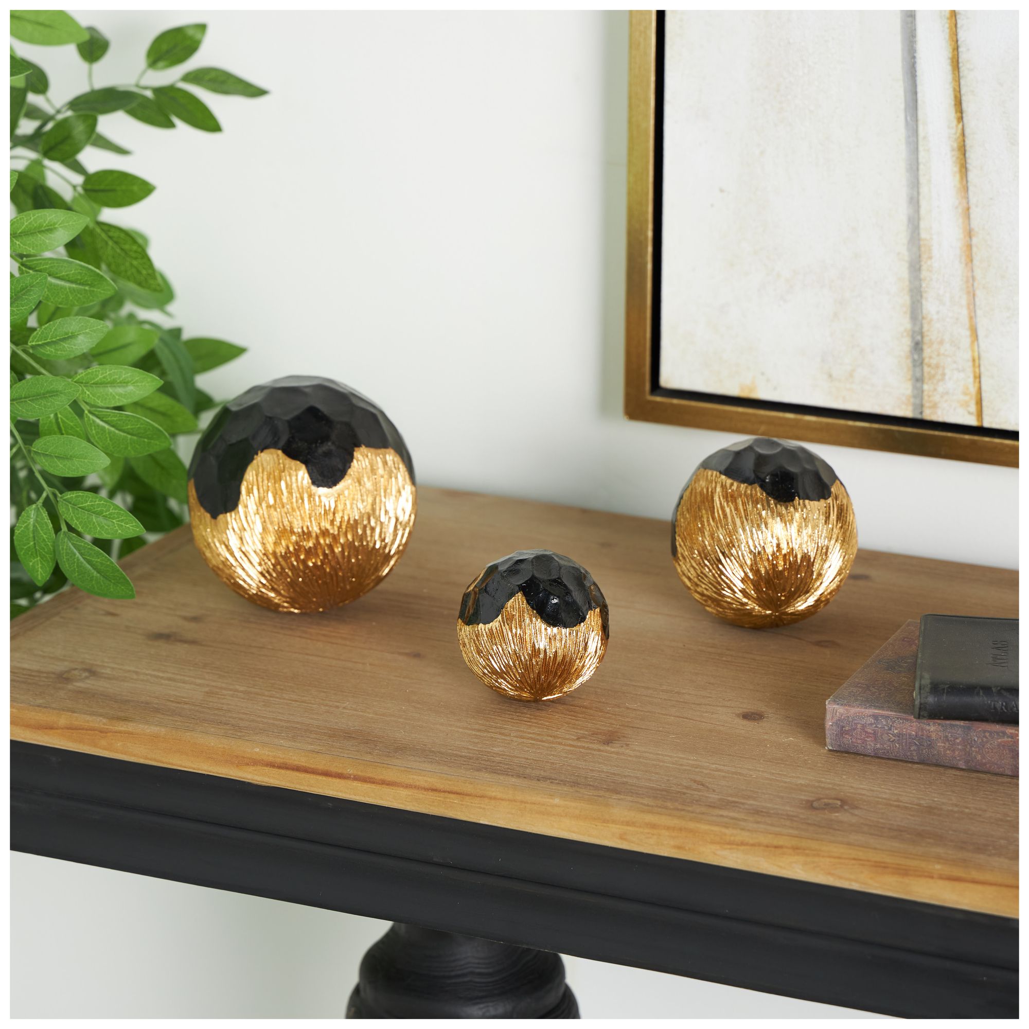 Image 4 Gold Resin Modern Orbs & Vase Filler, S/3 5", 4", 3"H more views